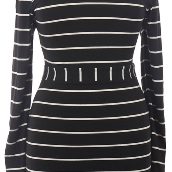 Charlotte Russe - Black and White Striped Dress with Cutout Back, Size XL - Picture 3 of 4